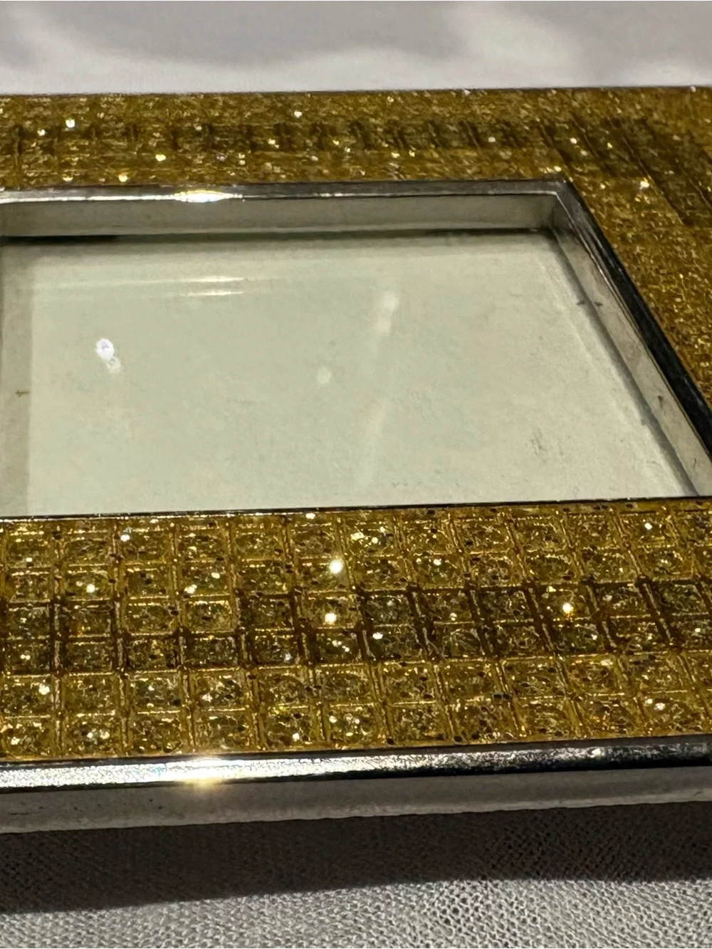 Vintage Miniature Gold Crystal Accent Picture Frame